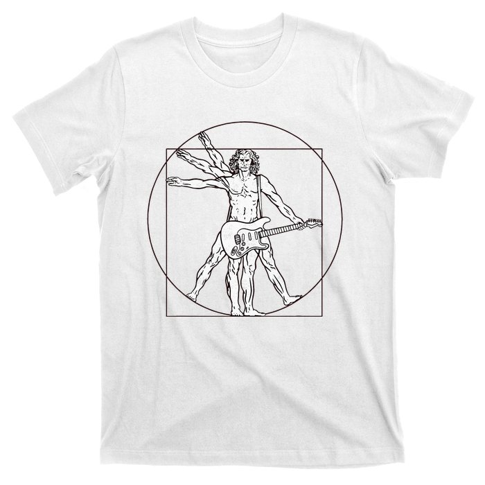 Funny Vitruvian Man Guitar Music Player T-Shirt