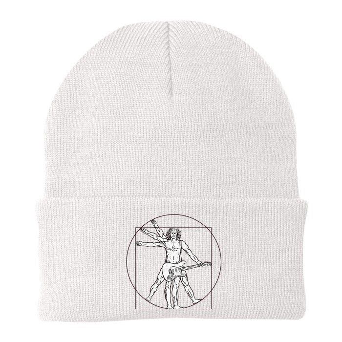 Funny Vitruvian Man Guitar Music Player Knit Cap Winter Beanie