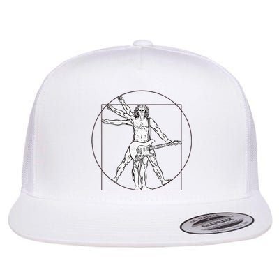 Funny Vitruvian Man Guitar Music Player Flat Bill Trucker Hat