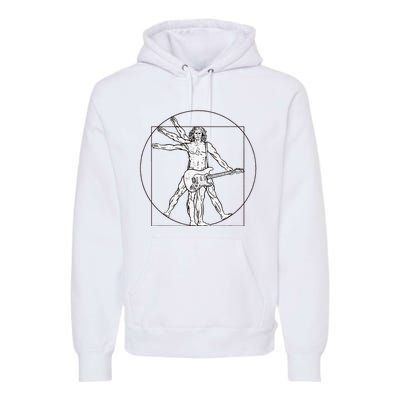 Funny Vitruvian Man Guitar Music Player Premium Hoodie