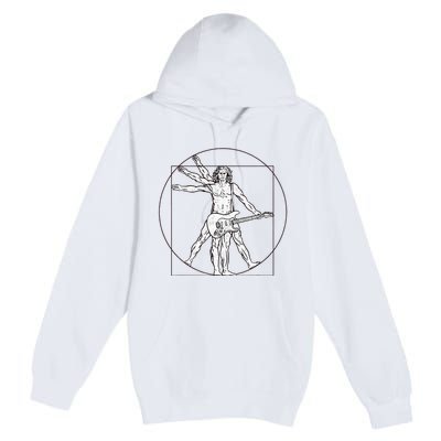 Funny Vitruvian Man Guitar Music Player Premium Pullover Hoodie