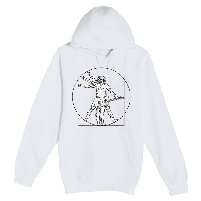 Funny Vitruvian Man Guitar Music Player Premium Pullover Hoodie