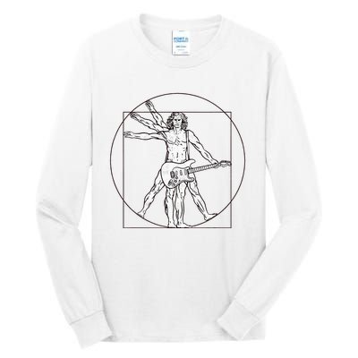 Funny Vitruvian Man Guitar Music Player Tall Long Sleeve T-Shirt