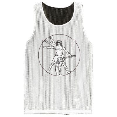 Funny Vitruvian Man Guitar Music Player Mesh Reversible Basketball Jersey Tank