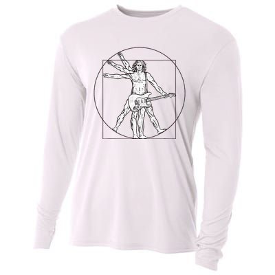 Funny Vitruvian Man Guitar Music Player Cooling Performance Long Sleeve Crew