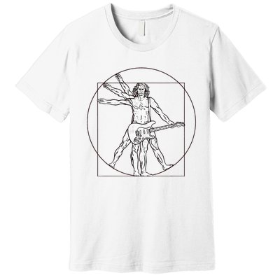 Funny Vitruvian Man Guitar Music Player Premium T-Shirt