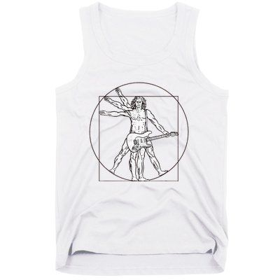 Funny Vitruvian Man Guitar Music Player Tank Top