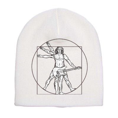 Funny Vitruvian Man Guitar Music Player Short Acrylic Beanie