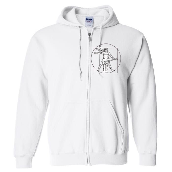 Funny Vitruvian Man Guitar Music Player Full Zip Hoodie