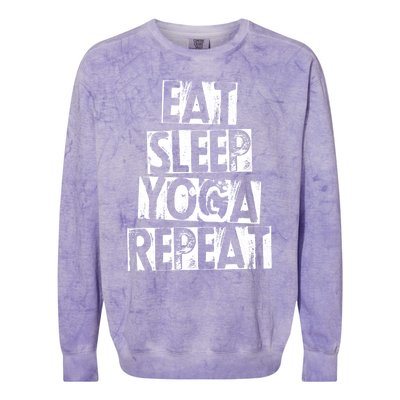 Funny Vintage Meditation Exercise Gift Eat Sleep Yoga Repeat Cute Gift Colorblast Crewneck Sweatshirt