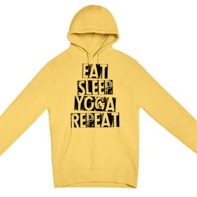 Funny Vintage Meditation Exercise Gift Eat Sleep Yoga Repeat Cute Gift Premium Pullover Hoodie