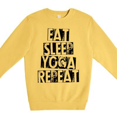 Funny Vintage Meditation Exercise Gift Eat Sleep Yoga Repeat Cute Gift Premium Crewneck Sweatshirt