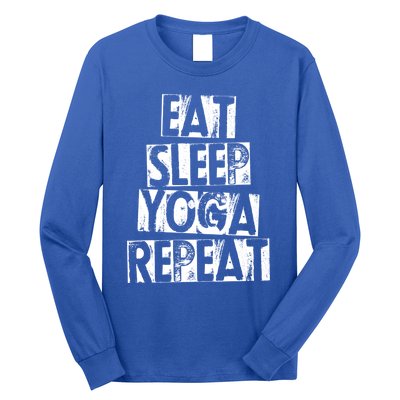 Funny Vintage Meditation Exercise Gift Eat Sleep Yoga Repeat Cute Gift Long Sleeve Shirt