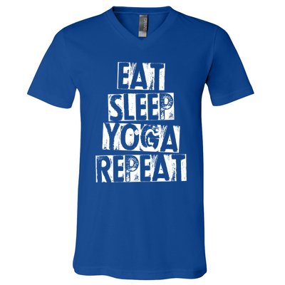 Funny Vintage Meditation Exercise Gift Eat Sleep Yoga Repeat Cute Gift V-Neck T-Shirt