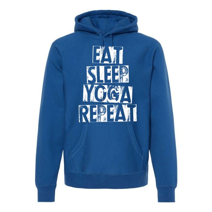 Funny Vintage Meditation Exercise Gift Eat Sleep Yoga Repeat Cute Gift Premium Hoodie