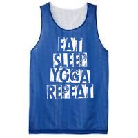 Funny Vintage Meditation Exercise Gift Eat Sleep Yoga Repeat Cute Gift Mesh Reversible Basketball Jersey Tank