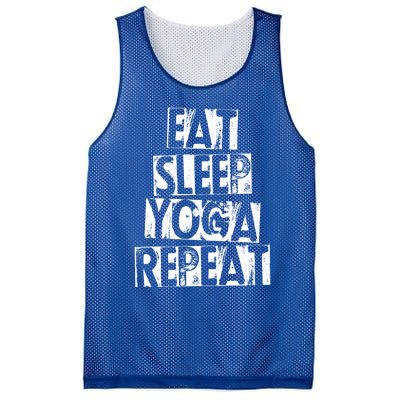 Funny Vintage Meditation Exercise Gift Eat Sleep Yoga Repeat Cute Gift Mesh Reversible Basketball Jersey Tank