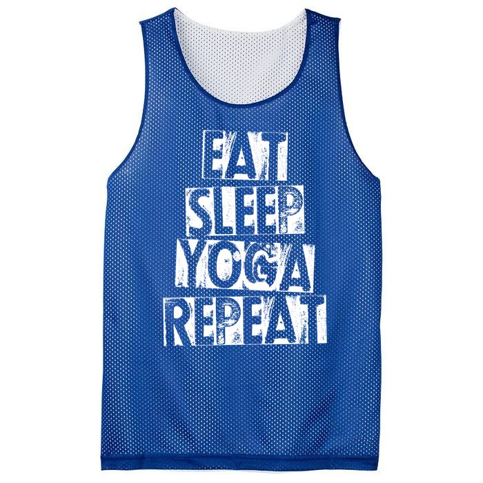 Funny Vintage Meditation Exercise Gift Eat Sleep Yoga Repeat Cute Gift Mesh Reversible Basketball Jersey Tank