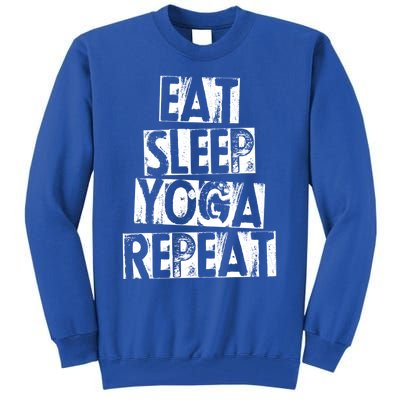 Funny Vintage Meditation Exercise Gift Eat Sleep Yoga Repeat Cute Gift Tall Sweatshirt