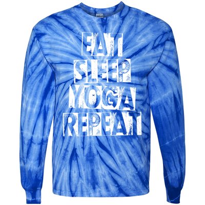 Funny Vintage Meditation Exercise Gift Eat Sleep Yoga Repeat Cute Gift Tie-Dye Long Sleeve Shirt