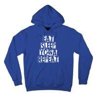 Funny Vintage Meditation Exercise Gift Eat Sleep Yoga Repeat Cute Gift Tall Hoodie