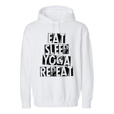 Funny Vintage Meditation Exercise Gift Eat Sleep Yoga Repeat Cute Gift Garment-Dyed Fleece Hoodie