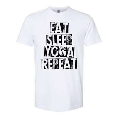 Funny Vintage Meditation Exercise Gift Eat Sleep Yoga Repeat Cute Gift Softstyle CVC T-Shirt