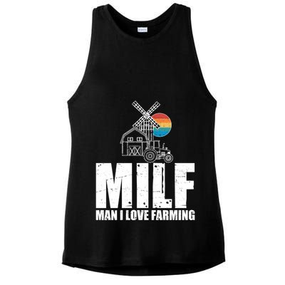 Funny Vintage MILF Man I Love Farming Ladies PosiCharge Tri-Blend Wicking Tank