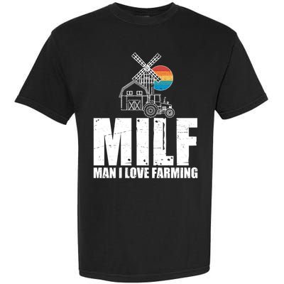 Funny Vintage MILF Man I Love Farming Garment-Dyed Heavyweight T-Shirt
