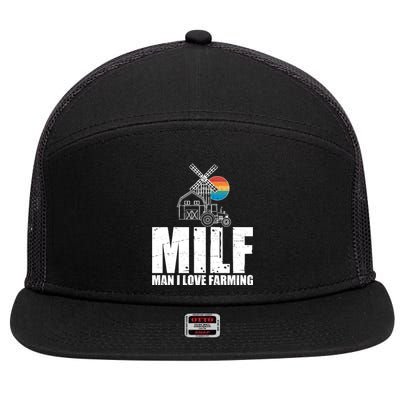 Funny Vintage MILF Man I Love Farming 7 Panel Mesh Trucker Snapback Hat