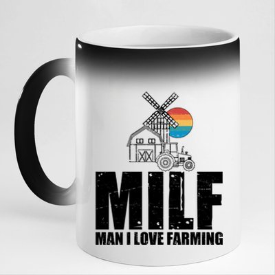 Funny Vintage MILF Man I Love Farming 11oz Black Color Changing Mug