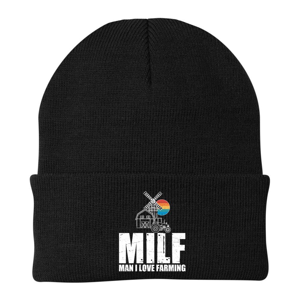 Funny Vintage MILF Man I Love Farming Beanie