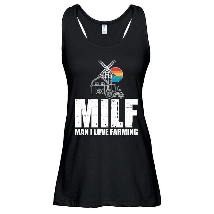 Funny Vintage MILF Man I Love Farming Ladies Essential Flowy Tank