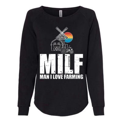 Funny Vintage MILF Man I Love Farming Womens California Wash Sweatshirt