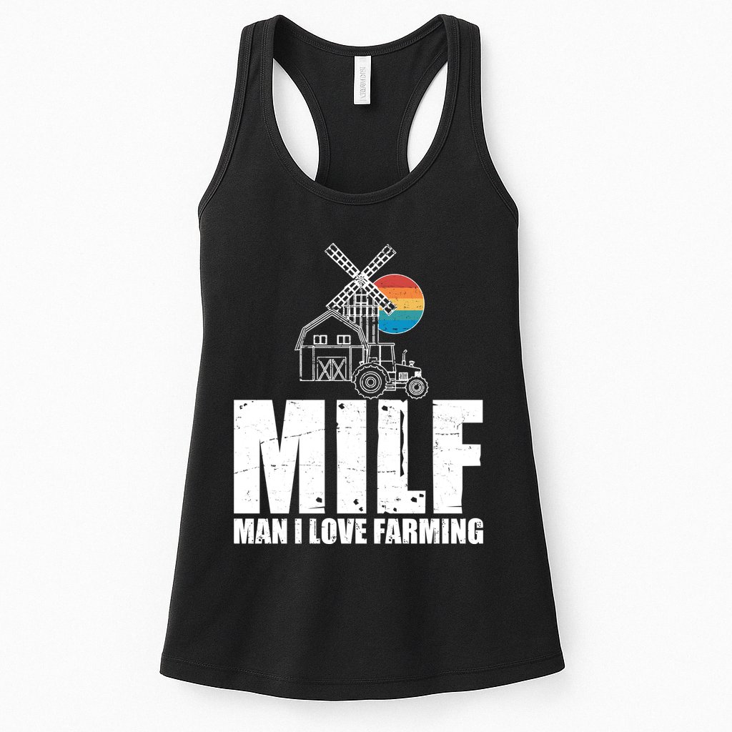 Funny Vintage MILF Man I Love Farming Womens Tank Top