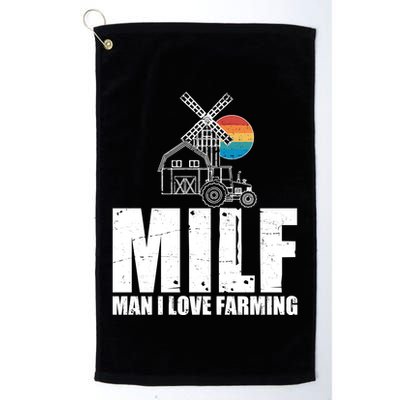 Funny Vintage MILF Man I Love Farming Golf Towel