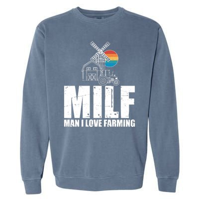 Funny Vintage MILF Man I Love Farming Garment-Dyed Sweatshirt