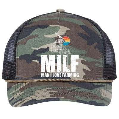 Funny Vintage MILF Man I Love Farming Retro Rope Trucker Hat Cap