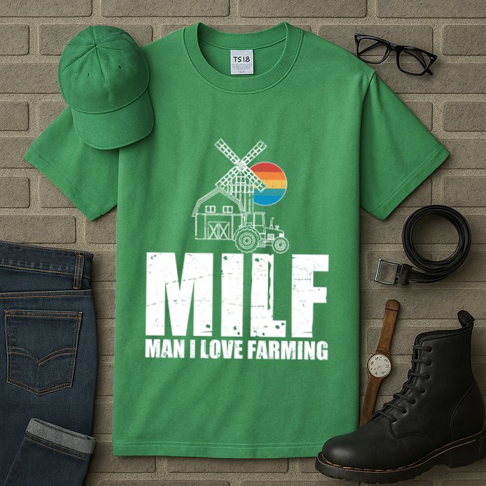 Funny Vintage MILF Man I Love Farming Tall T-Shirt