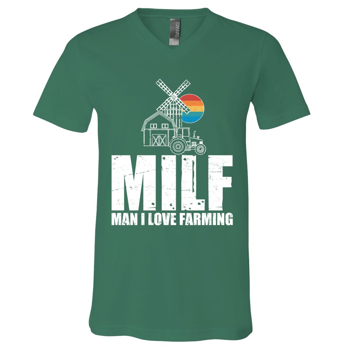 Funny Vintage MILF Man I Love Farming V-Neck T-Shirt