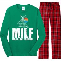 Funny Vintage MILF Man I Love Farming Long Sleeve Pajama Set