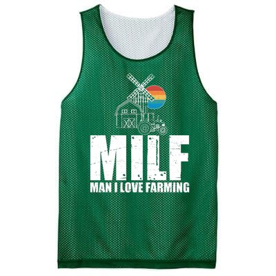 Funny Vintage MILF Man I Love Farming Mesh Reversible Basketball Jersey Tank