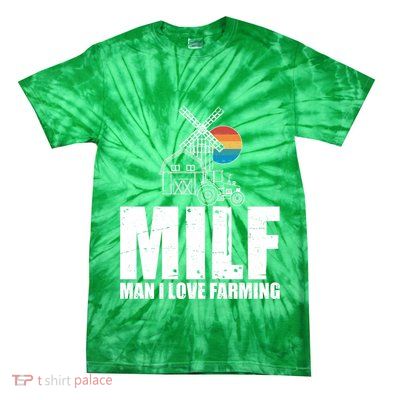 Funny Vintage MILF Man I Love Farming Tie-Dye T-Shirt