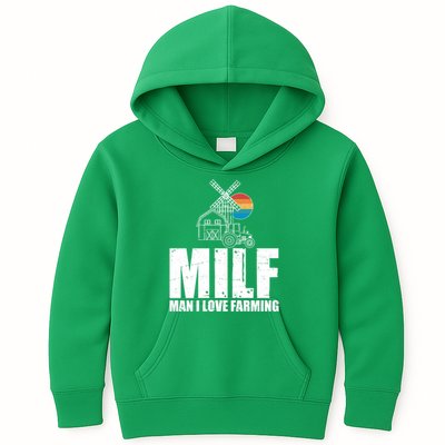 Funny Vintage MILF Man I Love Farming Kids Hoodie