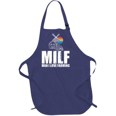 Funny Vintage MILF Man I Love Farming Full-Length Apron With Pockets