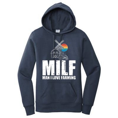 Funny Vintage MILF Man I Love Farming Women's Pullover Hoodie