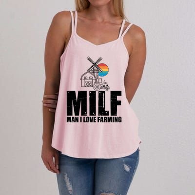 Funny Vintage MILF Man I Love Farming Women's Strappy Tank