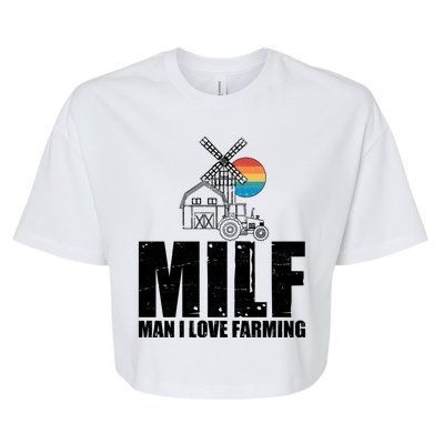 Funny Vintage MILF Man I Love Farming Bella+Canvas Jersey Crop Tee