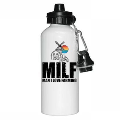 Funny Vintage MILF Man I Love Farming Aluminum Water Bottle