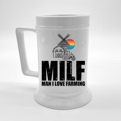 Funny Vintage MILF Man I Love Farming Beer Stein